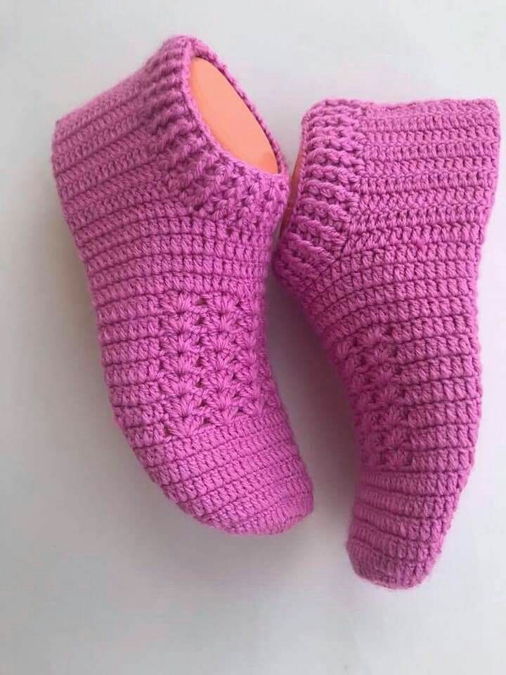 Pink Crochet Slipper