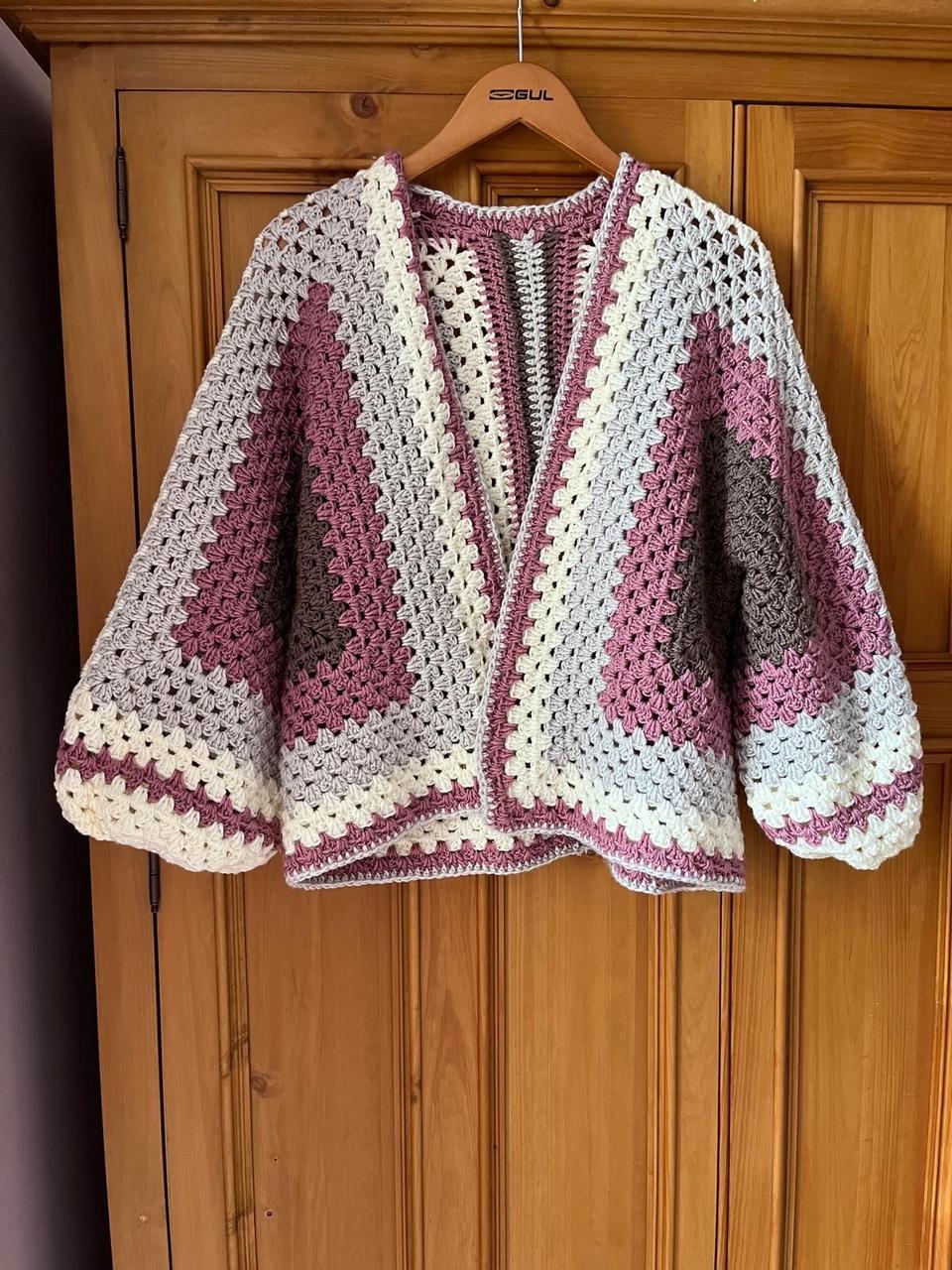 Pink white Handmade Cardigan Crochet
