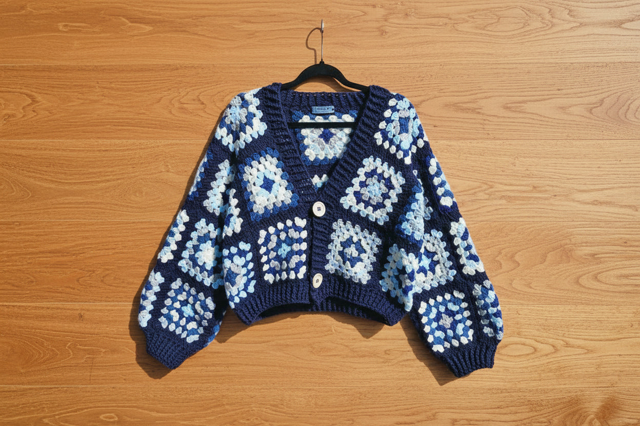 blue Aurora Crochet Cardigan