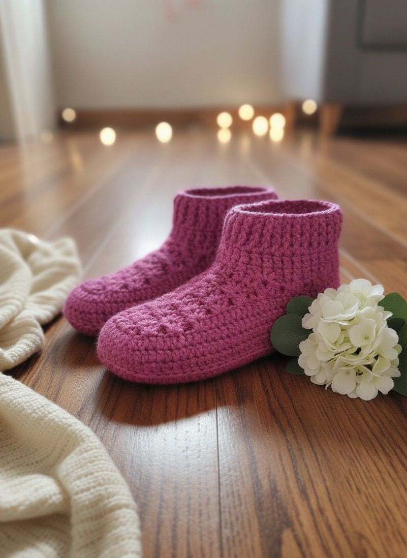Pink Crochet Slipper